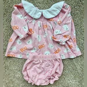 Pink Ghost Print Baby Outfit